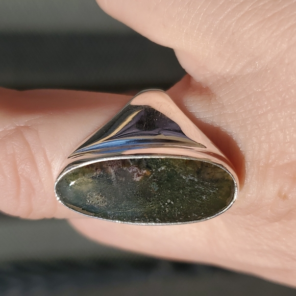 New Men's Indian Moss Agate 925 Silver Ring. - Picture 4 of 13